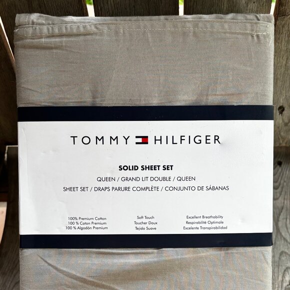 Tommy Hilfiger Queen Size GRAY Cotton Sheet Set    Gray 100% Cotton - Picture 1 of 4